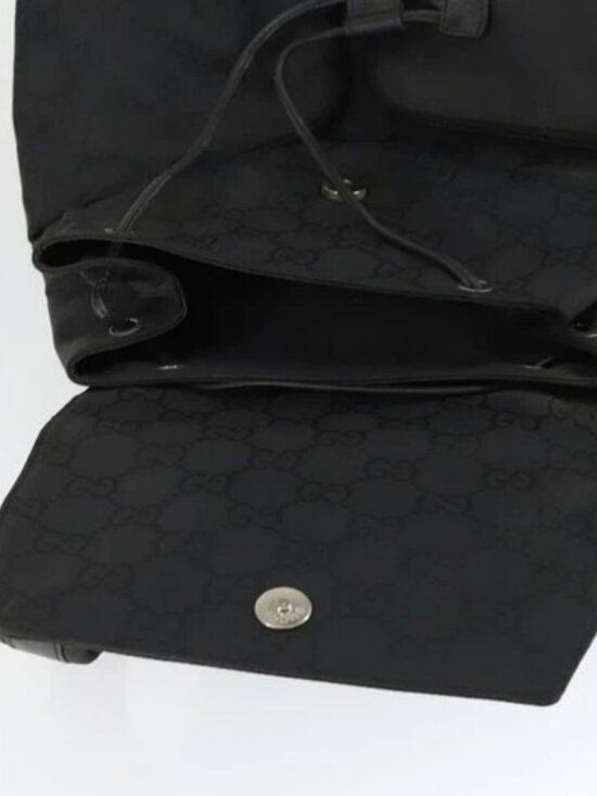 Share GUCCI GG Canvas Backpack Nylon Black Silver 003 main image 10